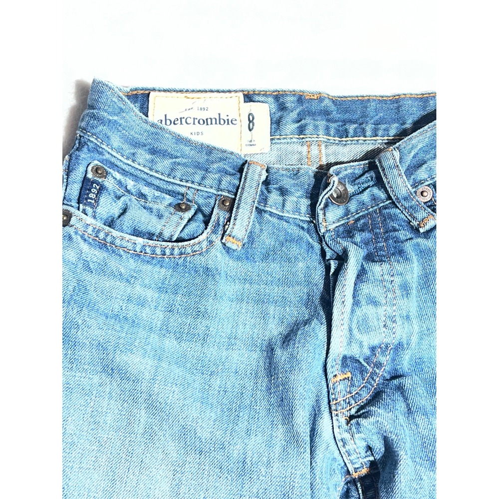 Abercrombie Kids Boys Straight Leg Denim Jeans Medium Wash Size 8 Button Fly